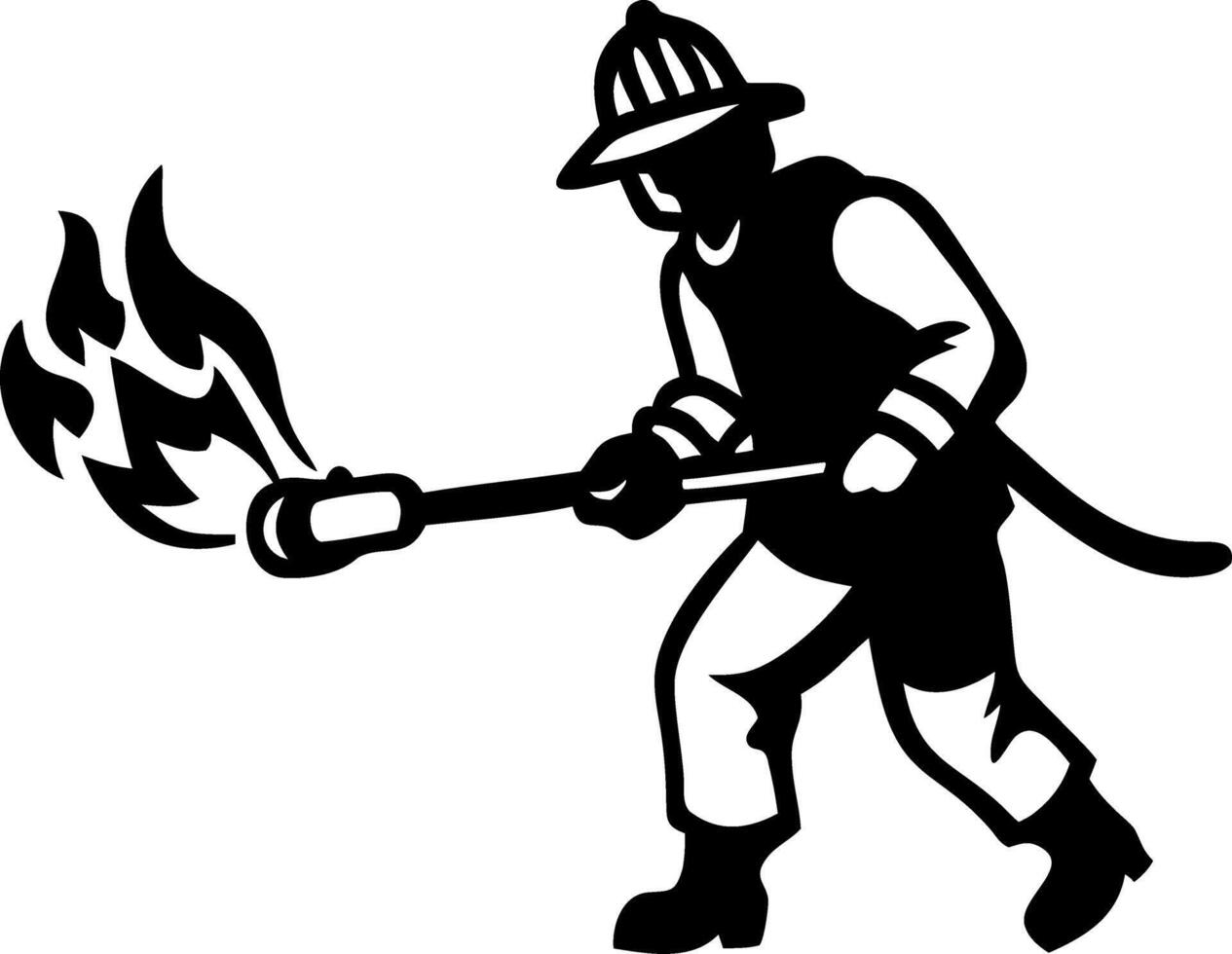 Firefighter Extinguishing Flames Silhouette for Safety Education vector