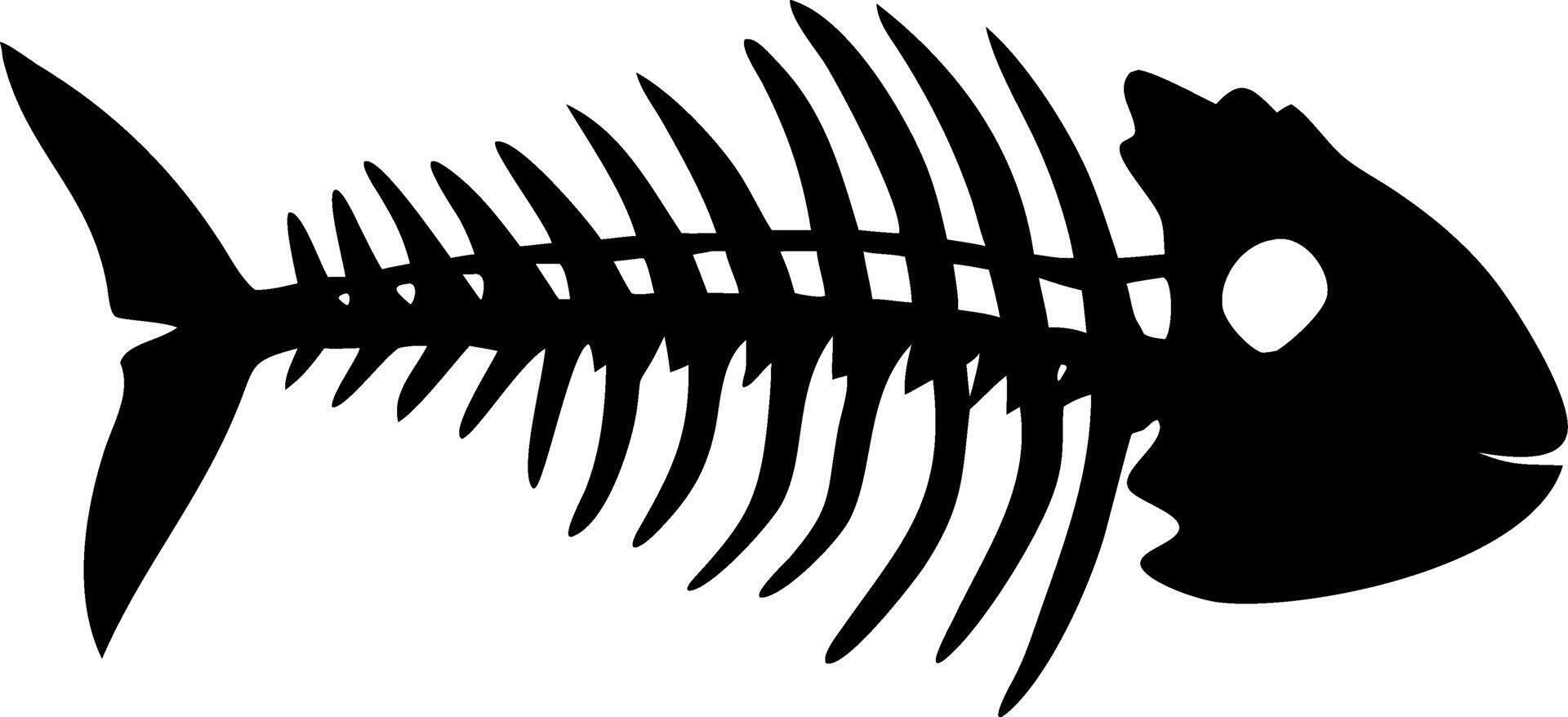 Fish Skeleton Silhouette Illustration for Tattoos and Graphic Design Projects vector
