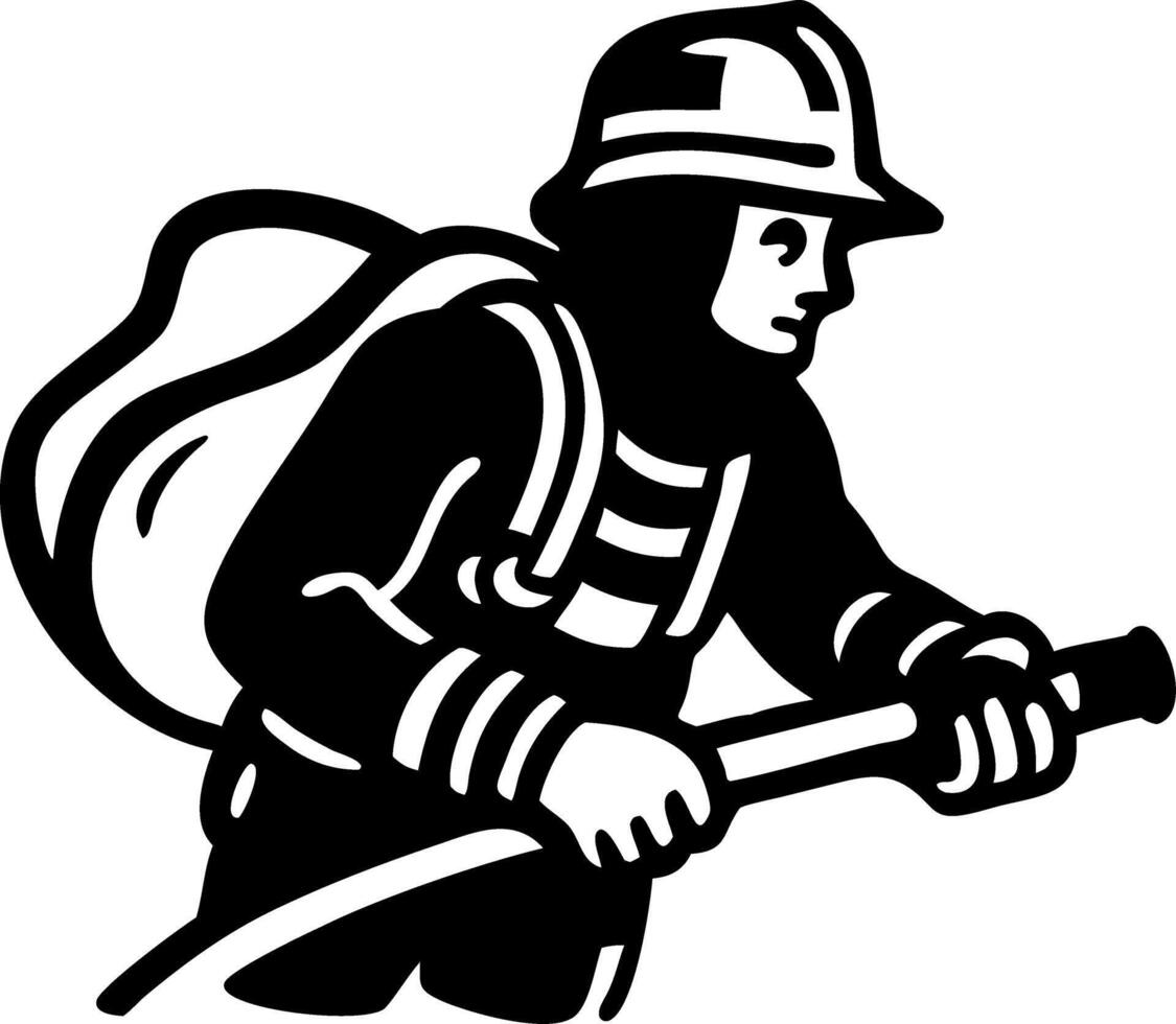 Firefighter Silhouette Graphic for Emergency Services Poster or Coloring Book vector