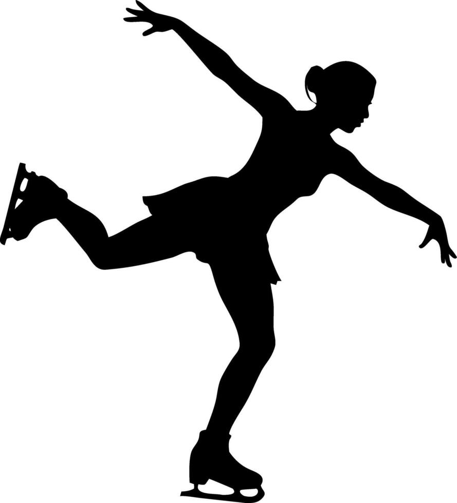 Figure Skater Silhouette Performing Graceful Ice Dance Art vector