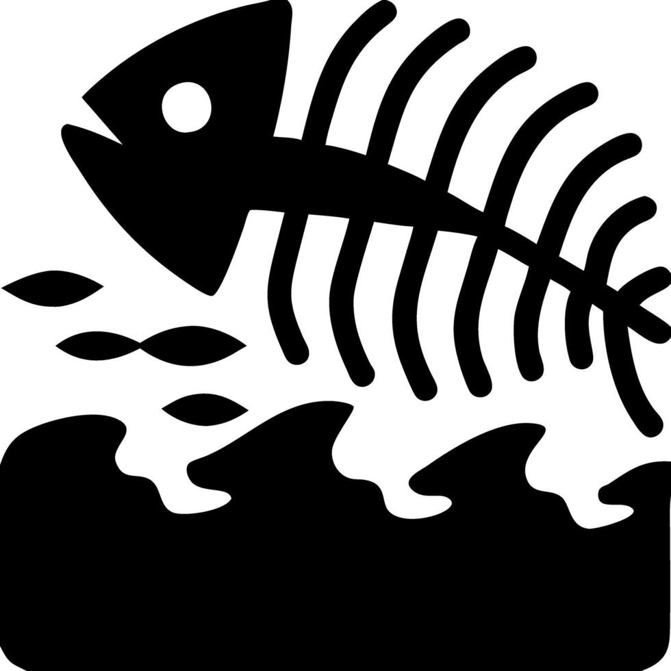 Fish Skeleton Silhouette for Graphic Design and Environmental Awareness Art vector