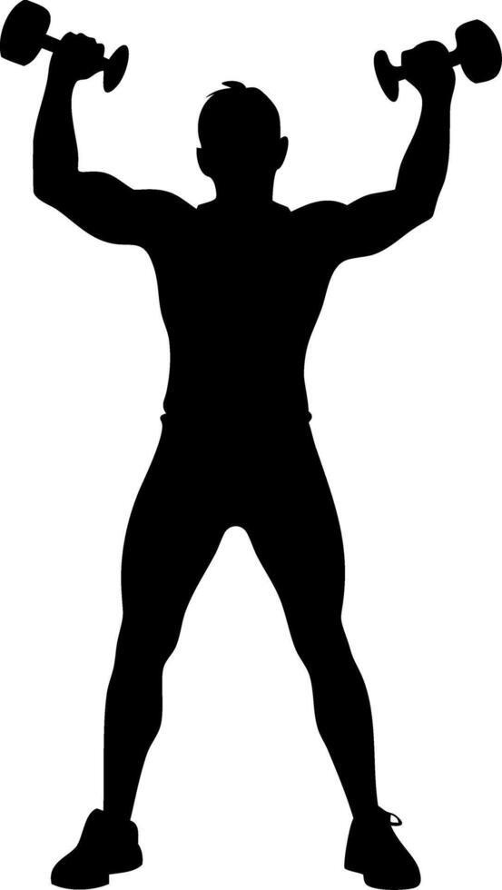 Fitness Man Silhouette Lifting Dumbbells Graphic for Gym and Workout Designs vector