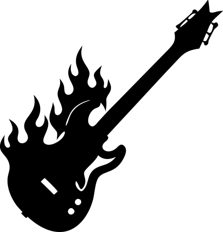 Flaming Electric Guitar Silhouette for Rock Music Poster and Tattoo Design vector