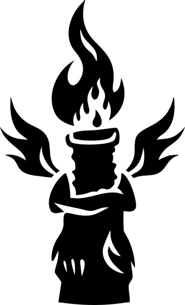 Flaming Winged Candle Silhouette for Tattoo and Graphic Design vector
