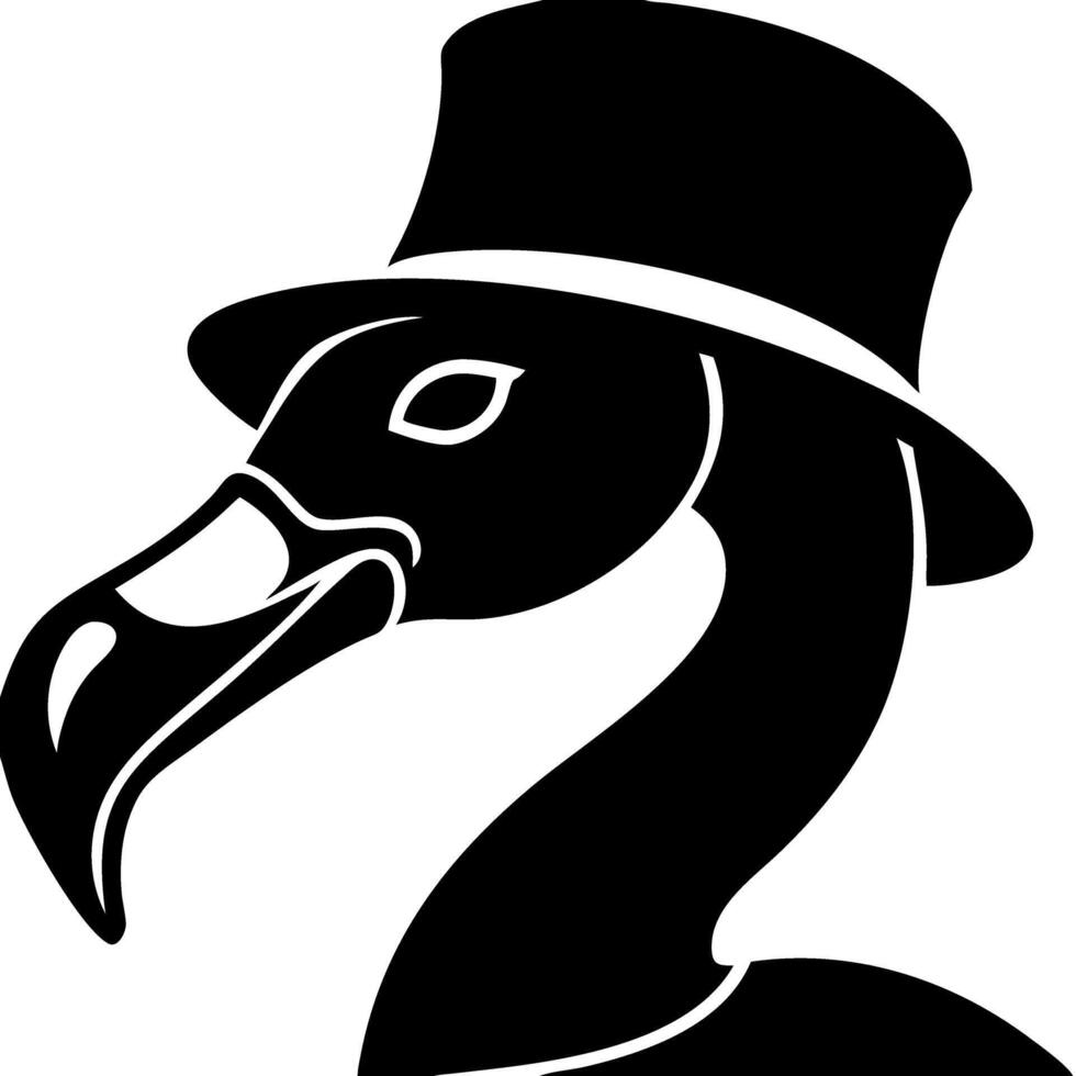 Flamingo Silhouette with Top Hat Illustration for Tattoo and Design Use vector