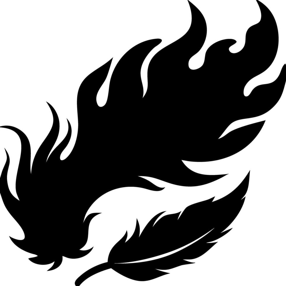 Flaming Feather Silhouette Art for Tattoos and Graphic Design Projects vector