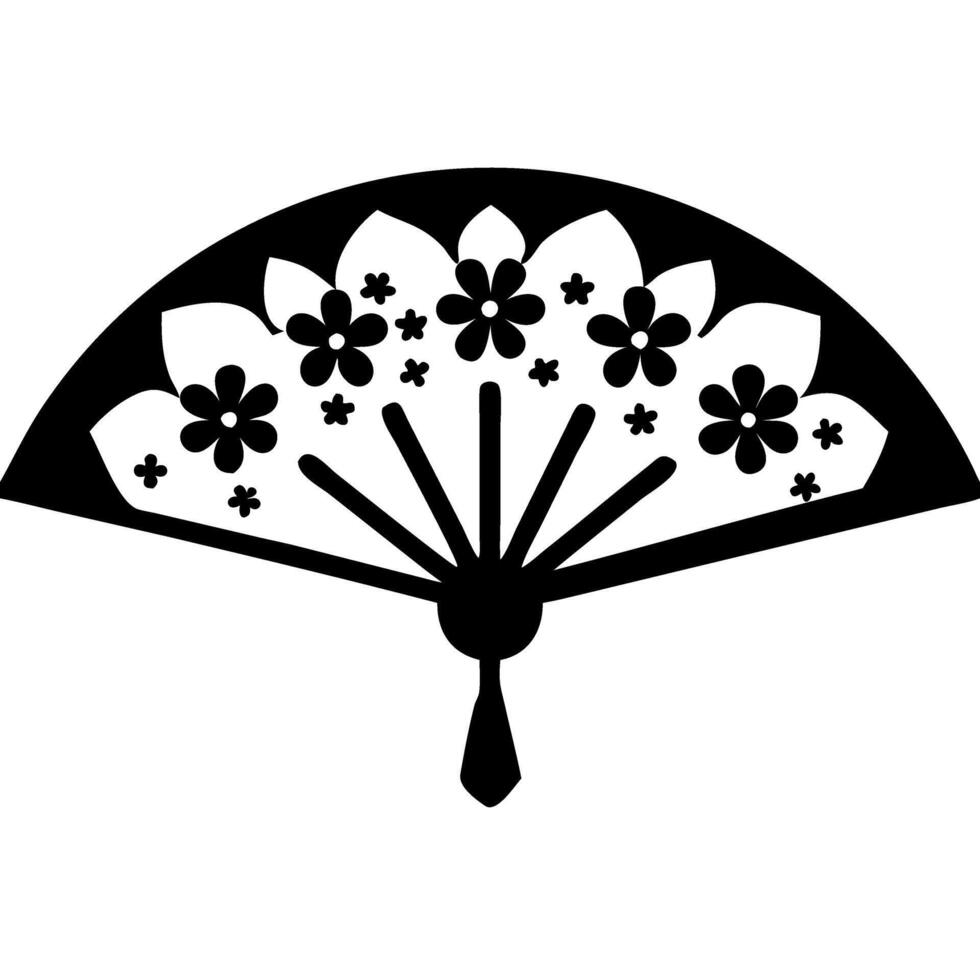 Floral Hand Fan Silhouette Art for Craft Projects and Design Inspiration vector