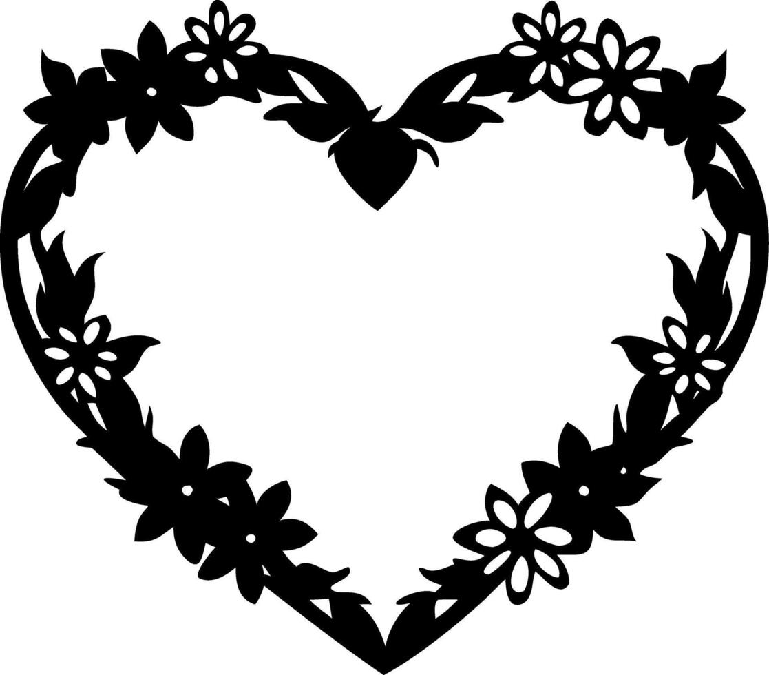 Floral Heart Silhouette for Tattoos and Graphic Design Projects vector