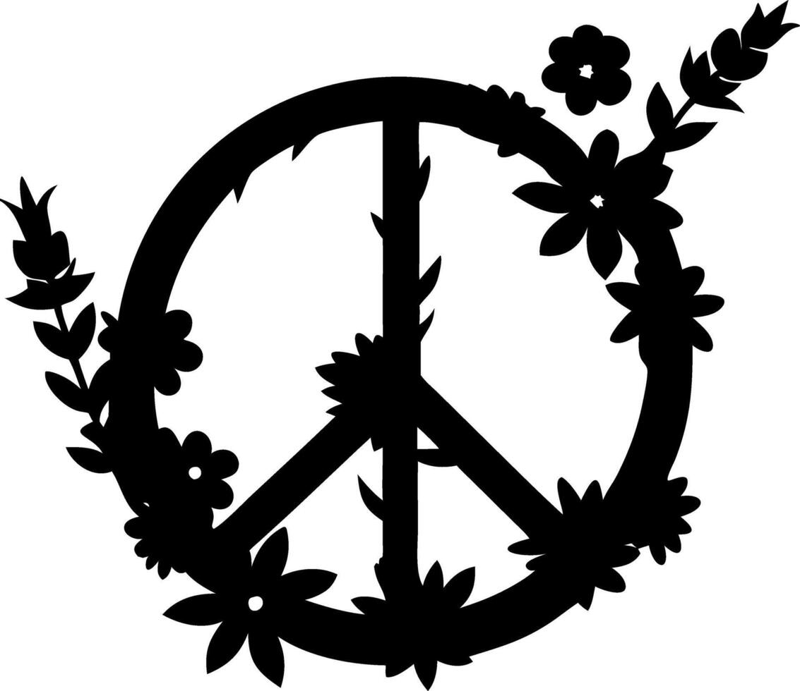 Floral Peace Symbol Design for Art and Decoration vector
