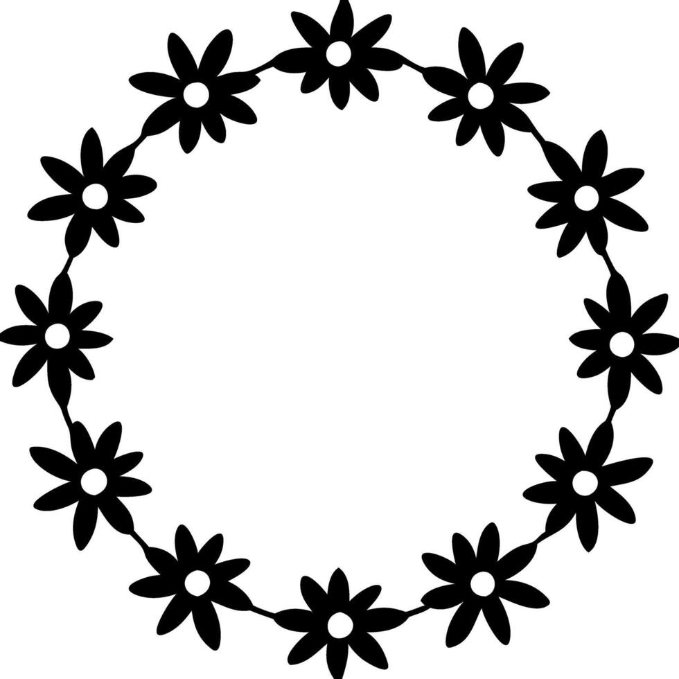 Floral Wreath Silhouette Design for Tattoos and Creative Projects vector