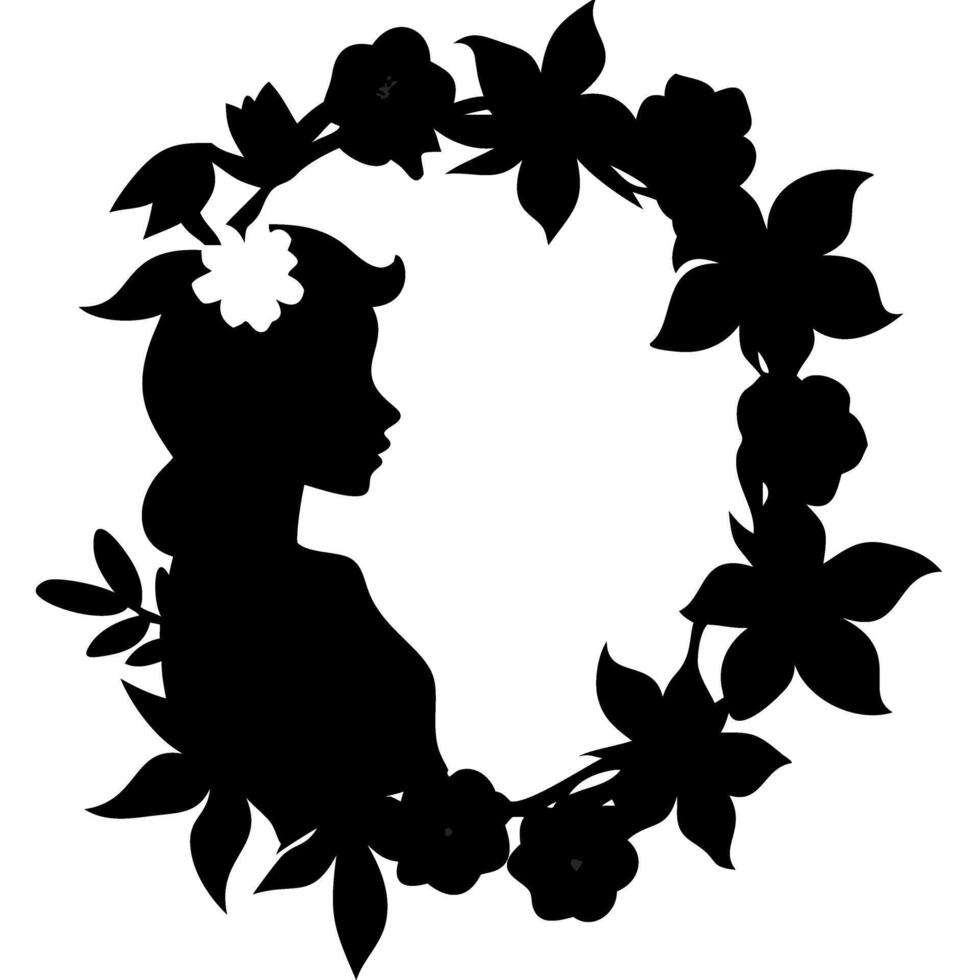 Floral Wreath Silhouette Woman Profile Perfect for Tattoo and Design Projects vector