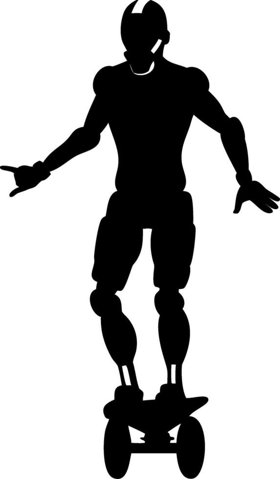 Futuristic Robot Silhouette Riding Hoverboard for Innovative Design Projects vector