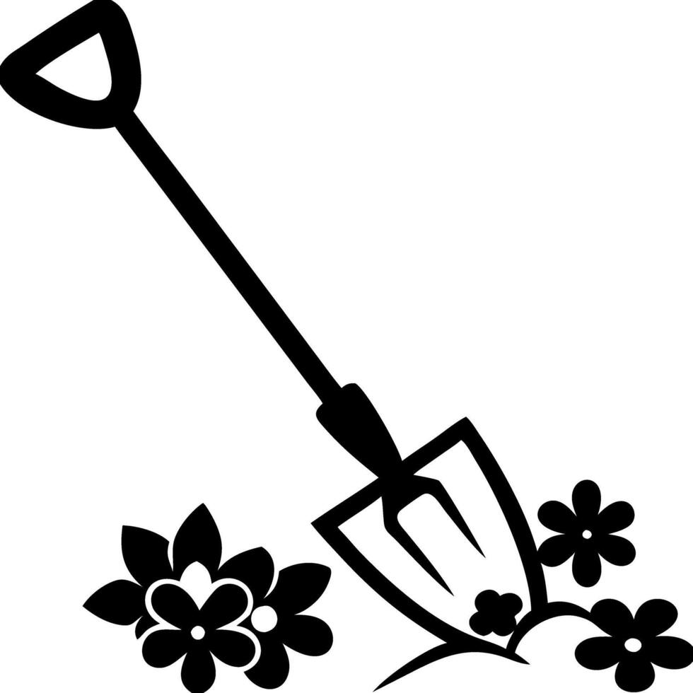 Garden Shovel and Flowers Illustration for Gardening Projects vector