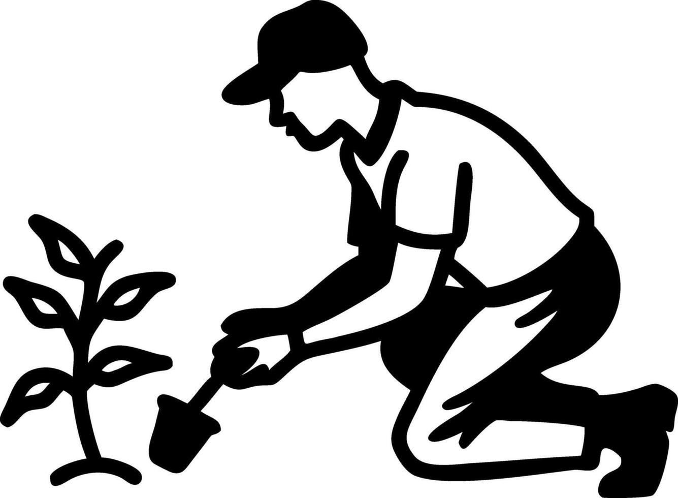 Gardener Planting Seedling for Gardening Illustrations and Design Projects vector