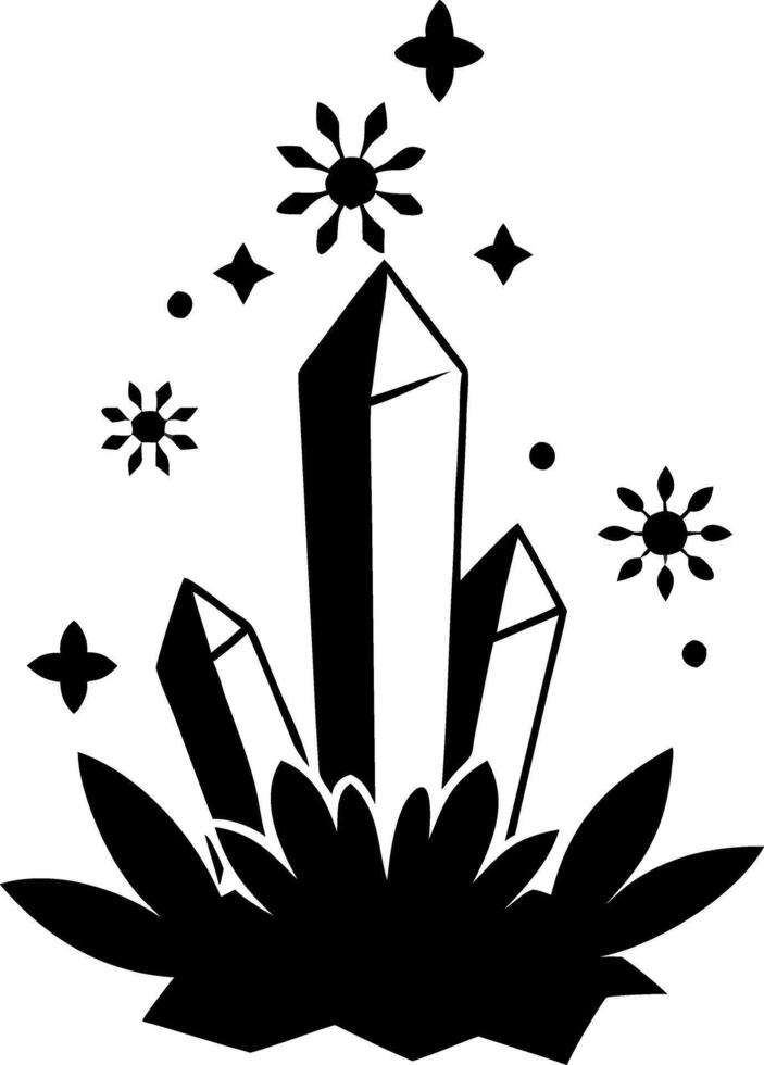 Geometric Crystal Cluster with Decorative Stars for Spiritual Design and Tattoos vector