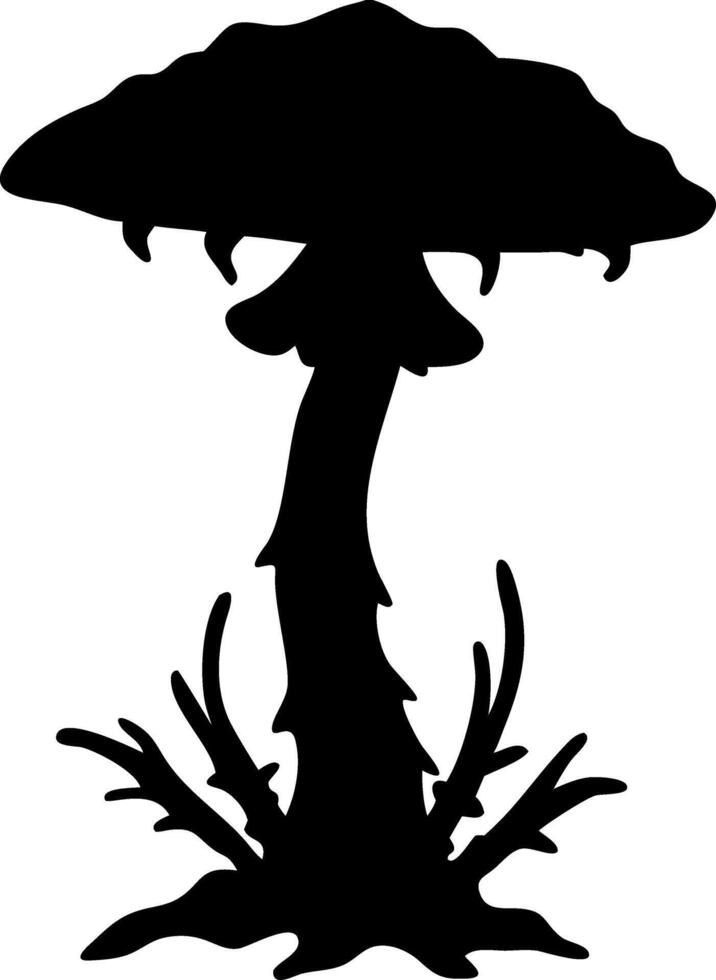 Giant Mushroom Silhouette Illustration for Nature and Fantasy Art Design vector