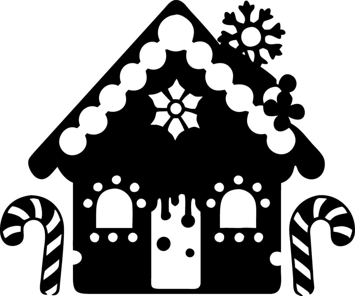 Gingerbread House Silhouette Festive Christmas Decoration for Crafts and Cards vector