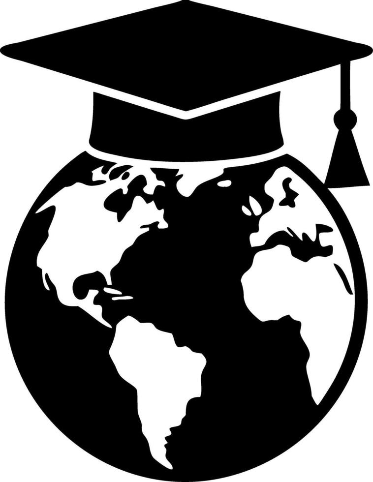 Global Education Concept Globe with Graduation Cap Illustration vector
