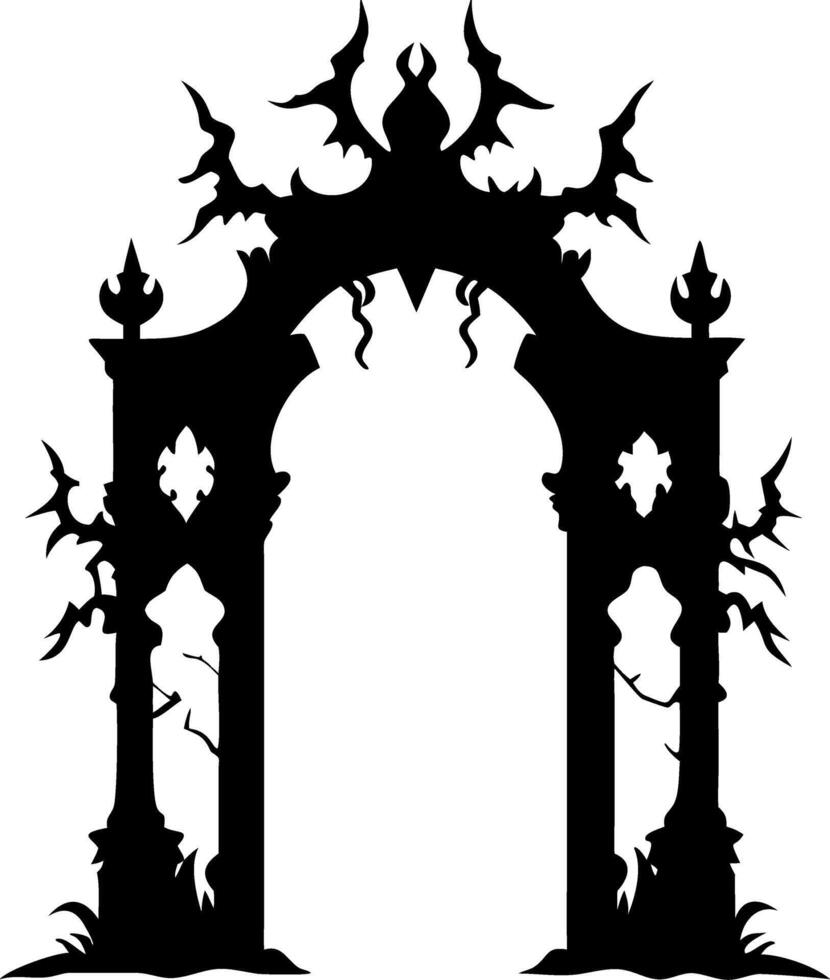 Gothic Arch Silhouette Spooky Decorative Design Illustration vector