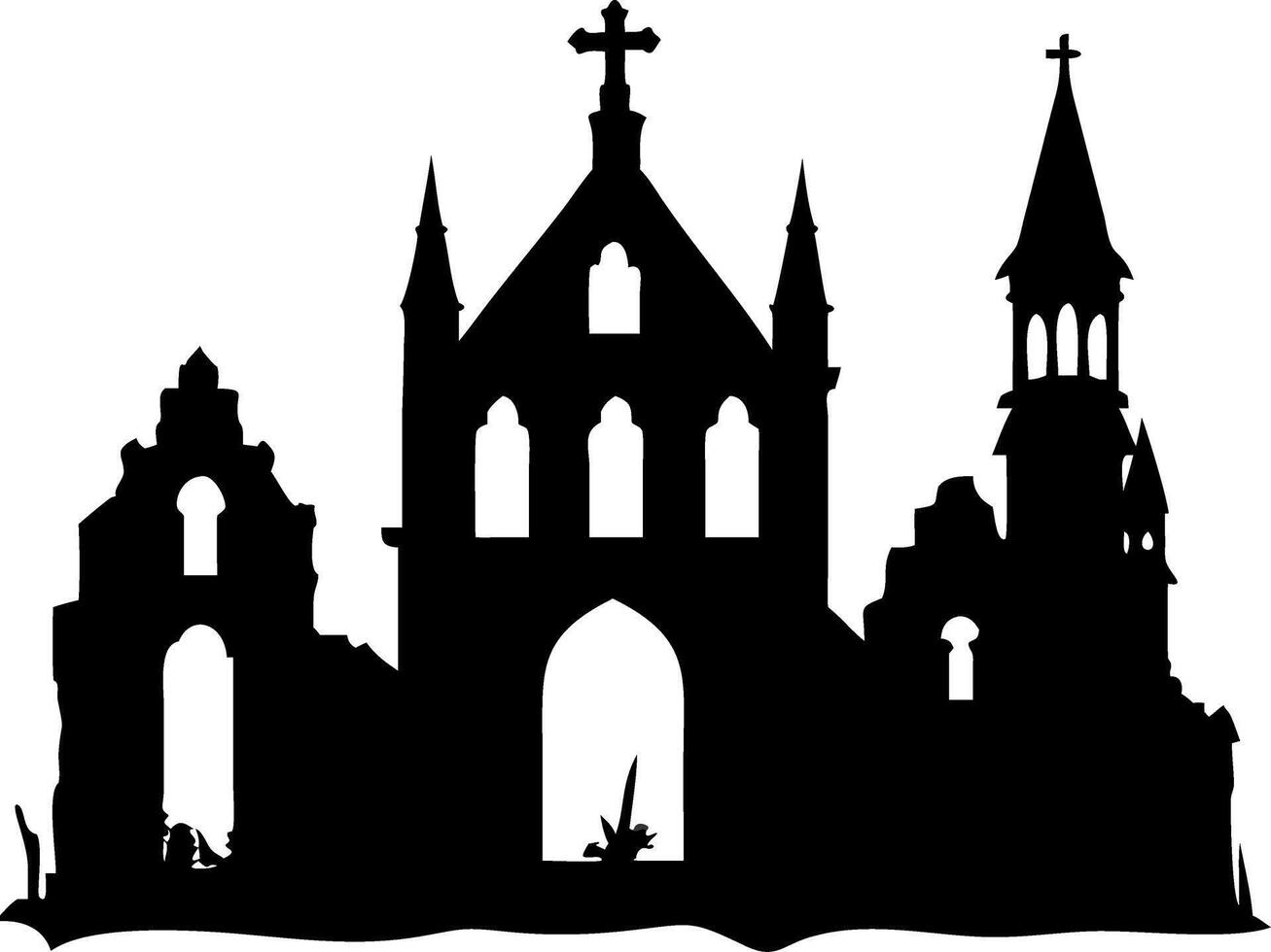 Gothic Cathedral Silhouette Design for Creative Projects and Tattoos vector