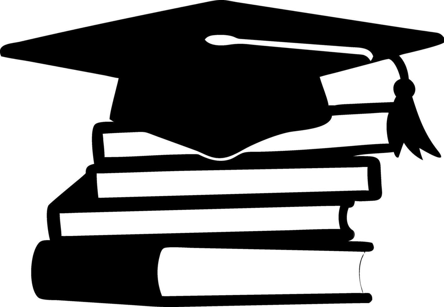Graduation Cap on Stack of Books Education Symbol Art for School and Learning Design vector