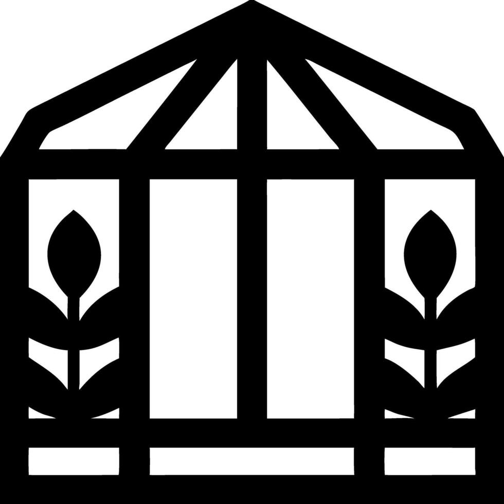 Greenhouse Structure with Leaf Plants for Gardening and Agriculture Design Projects vector