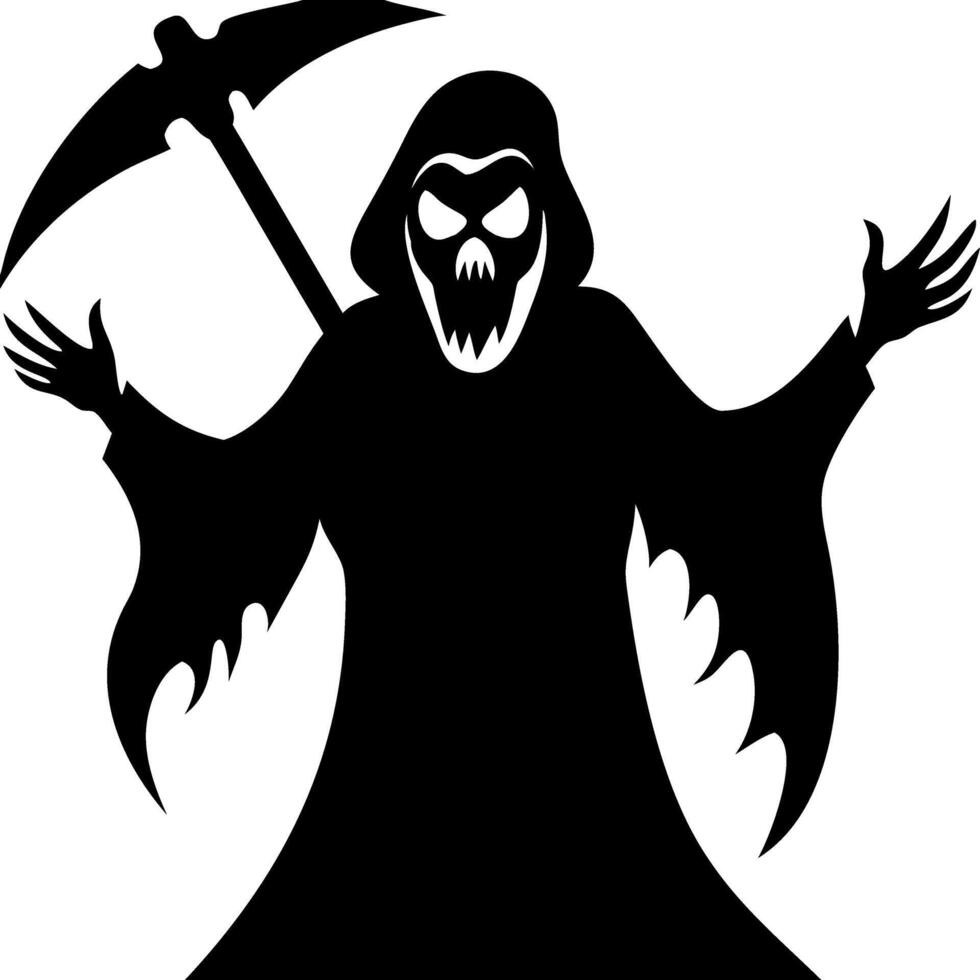 Grim Reaper Silhouette Illustration for Halloween Designs and Tattoo Art vector