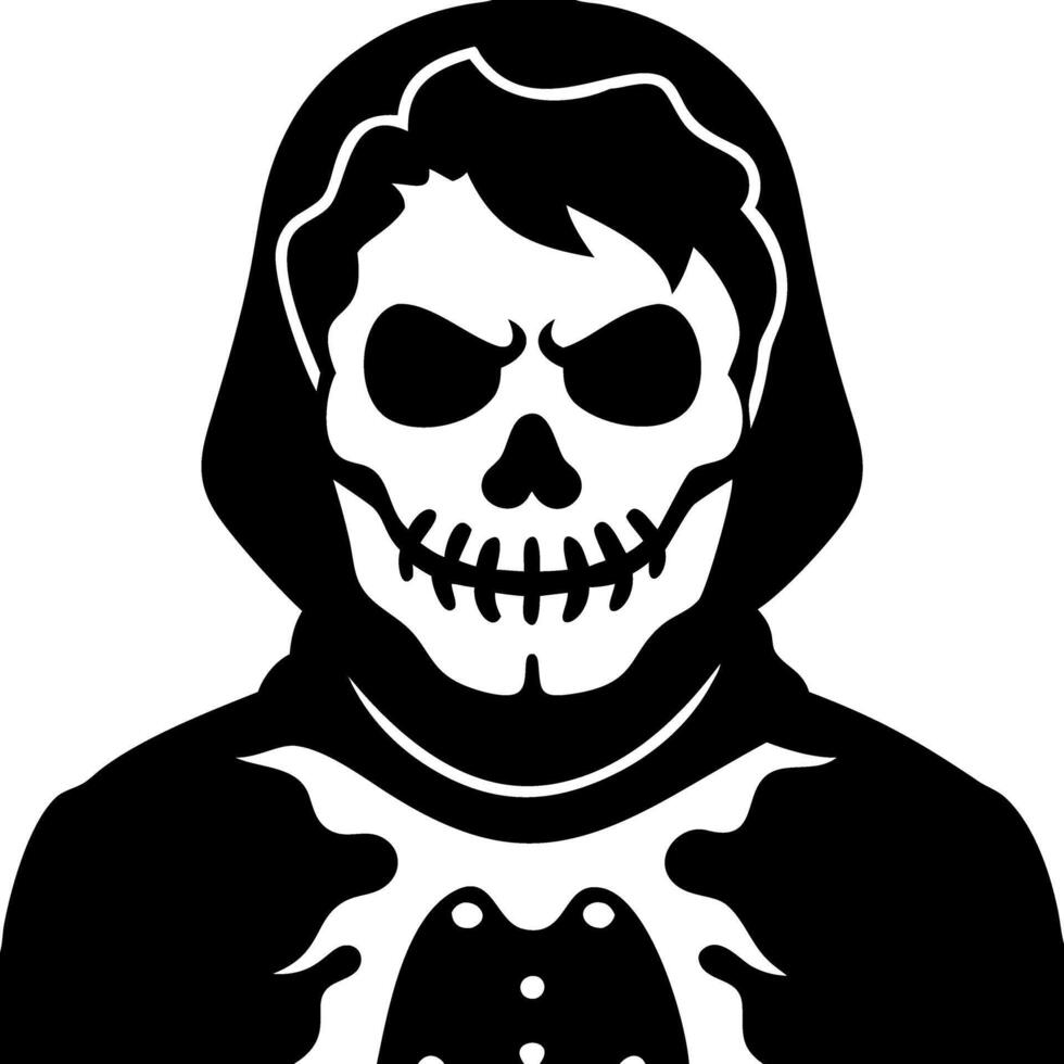Grim Reaper Skull with Hood Illustration for Halloween and Gothic Design vector