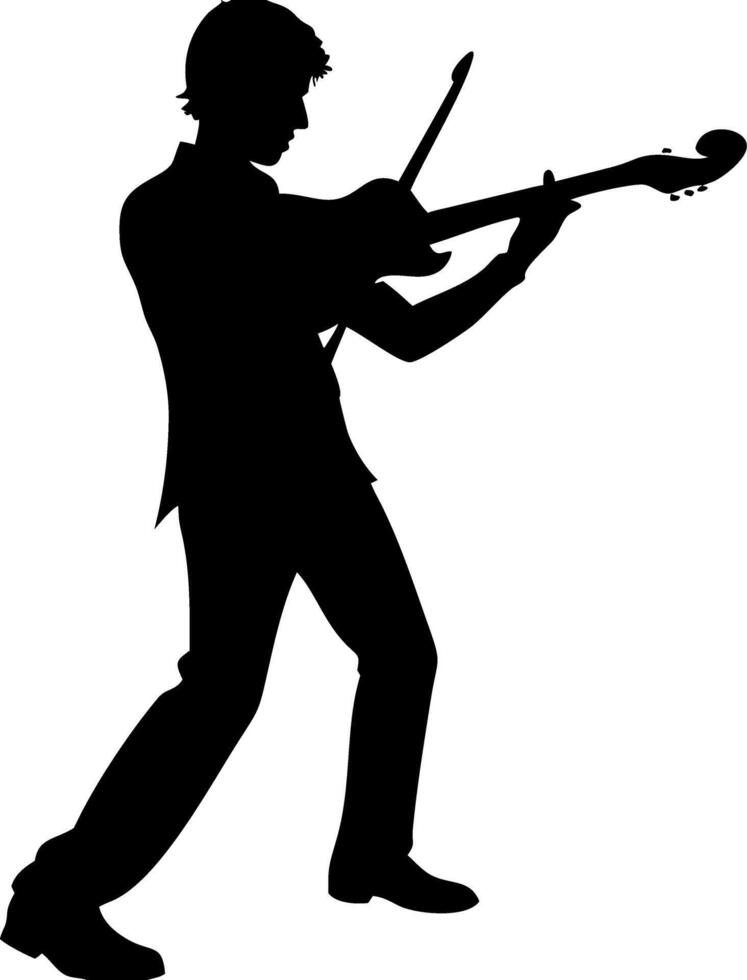 Guitarist Silhouette Playing Electric Guitar for Music Art and Design vector