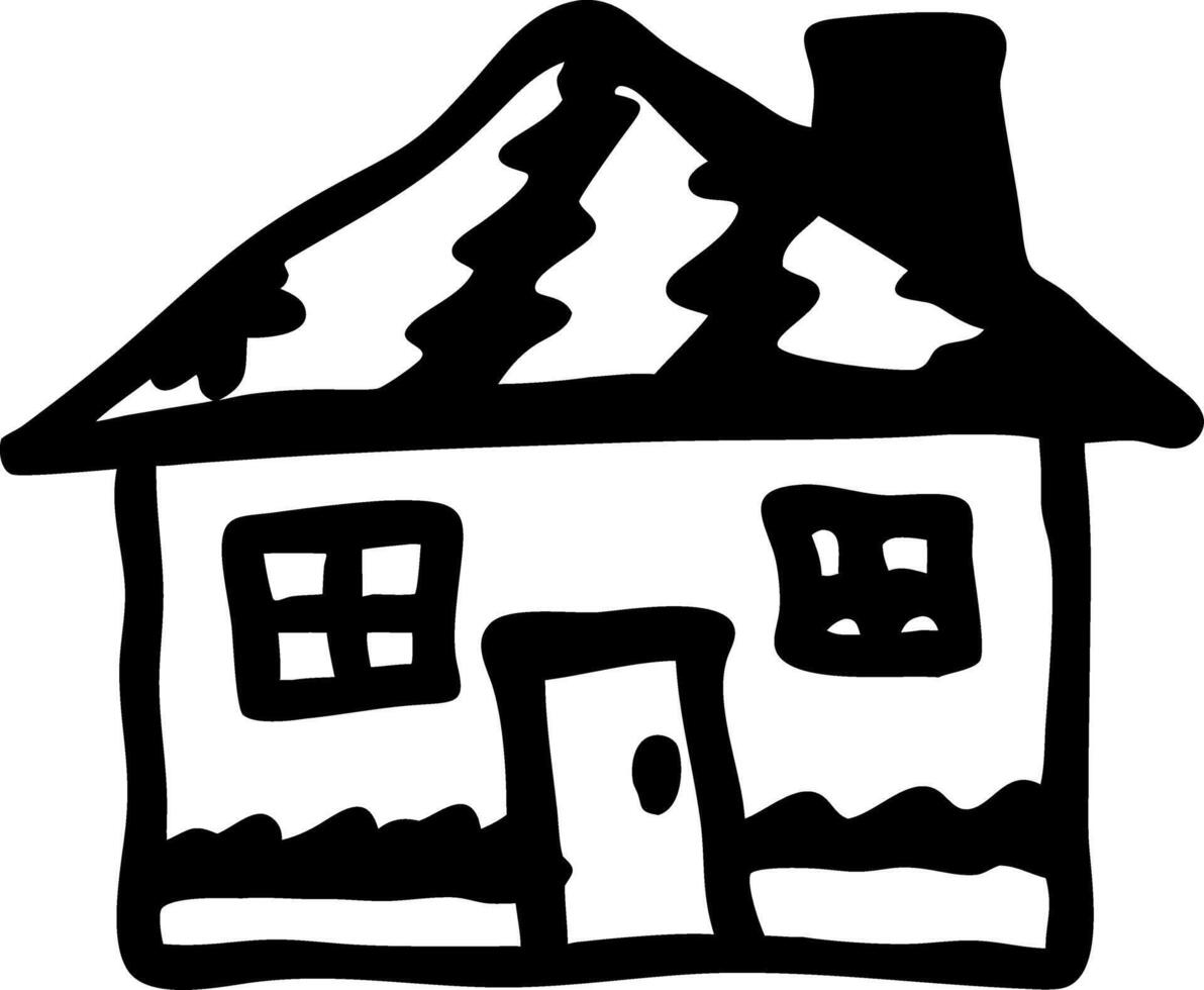 Hand Drawn Cartoon House Illustration for Kids Coloring Books vector