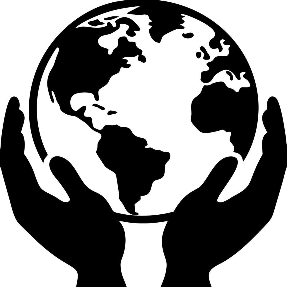 Hands Holding Earth Globe Graphic for Environmental Conservation Design vector