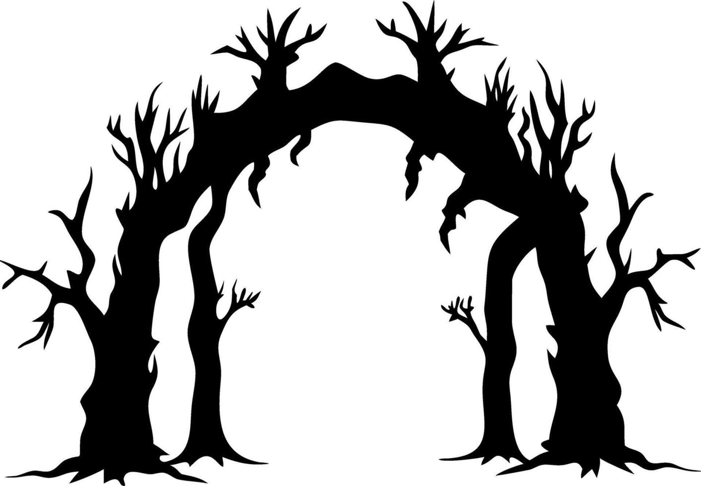 Haunted Forest Silhouette Archway Illustration for Halloween Decor and Design vector