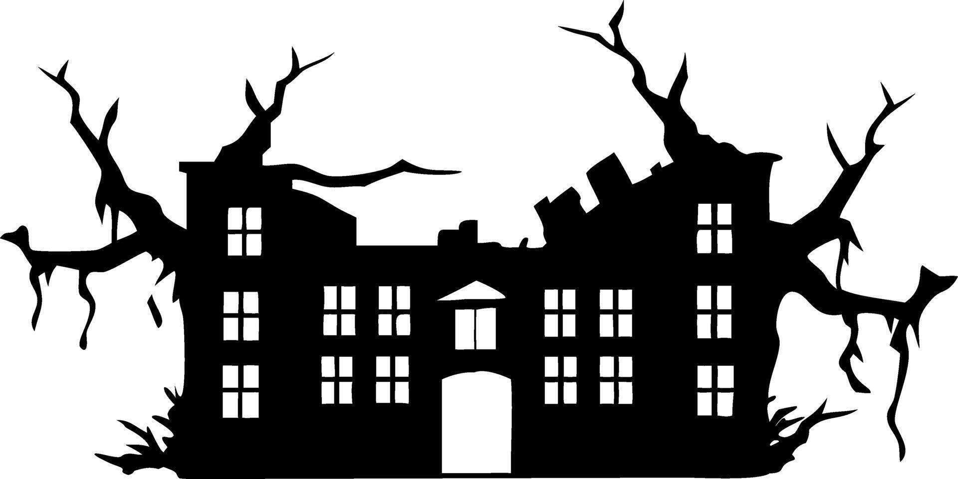 Haunted House Silhouette Spooky Halloween Art for Decorations and Invitations vector