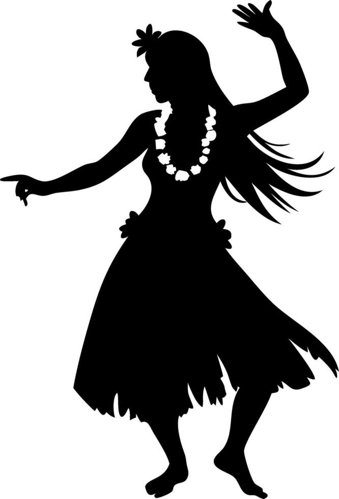 Hawaiian Hula Dancer Silhouette for Tropical Cultural Art and Design Projects vector