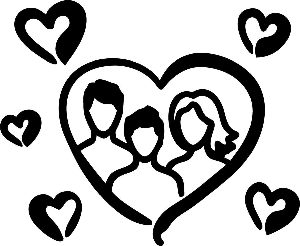 Heart Family Sketch Love Concept for Cards and Art Projects vector