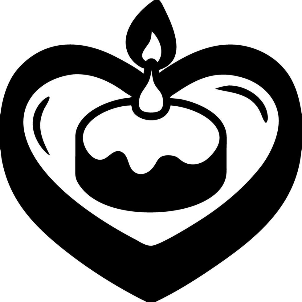 Heart Shaped Candle Silhouette for Romantic Designs and Crafts vector