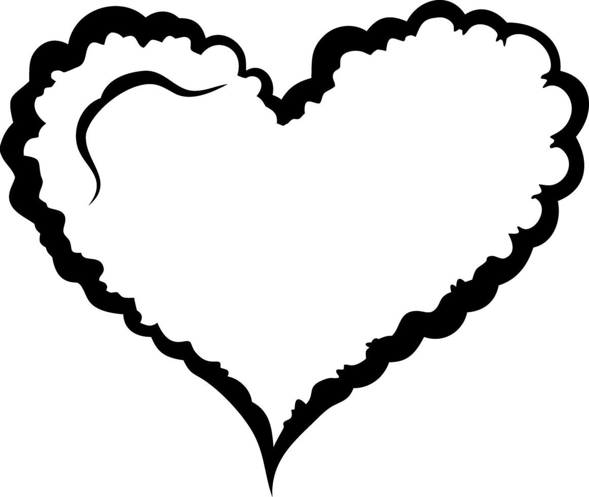 Heart Shaped Cloud Art for Tattoo or Coloring Book Design vector