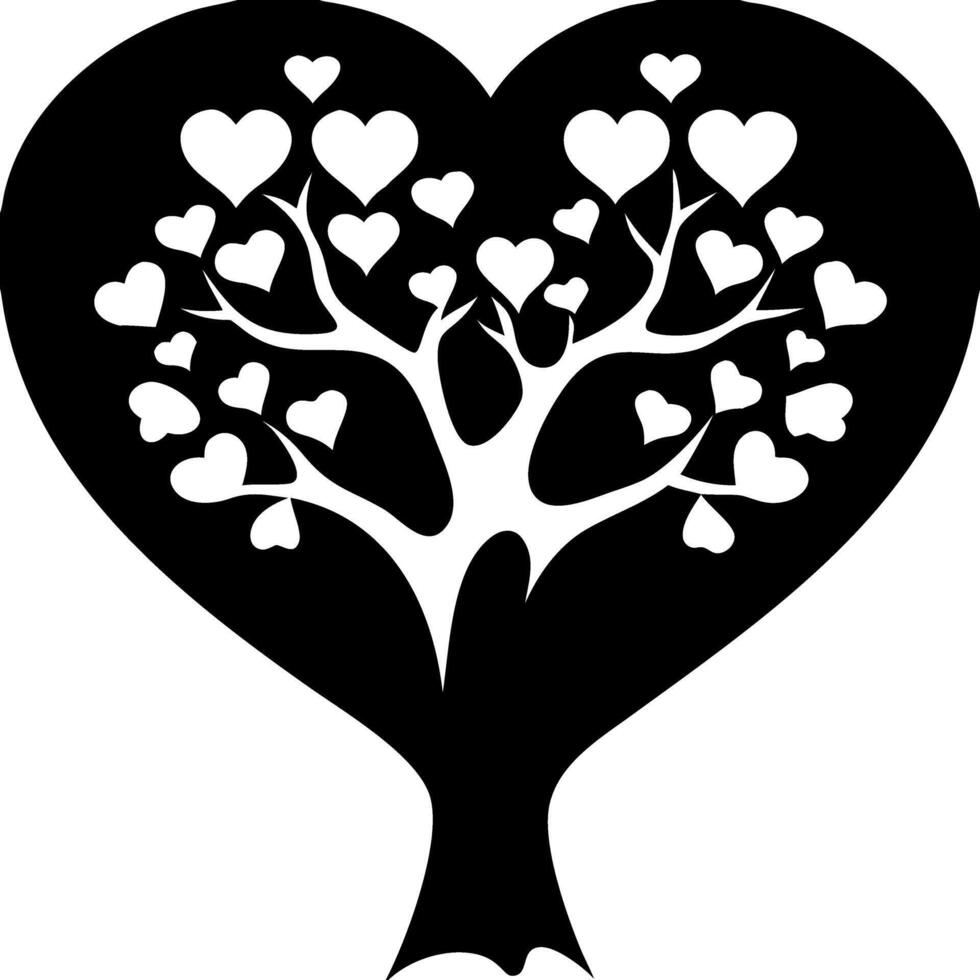 Heart Shaped Tree with Love Symbols for Valentines Art and Craft Projects vector