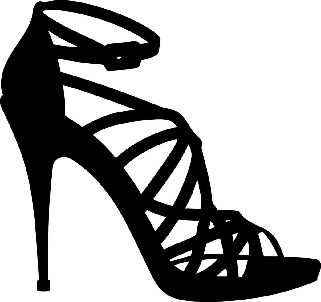 High Heel Strappy Sandal Silhouette Illustration for Design and Fashion Projects vector