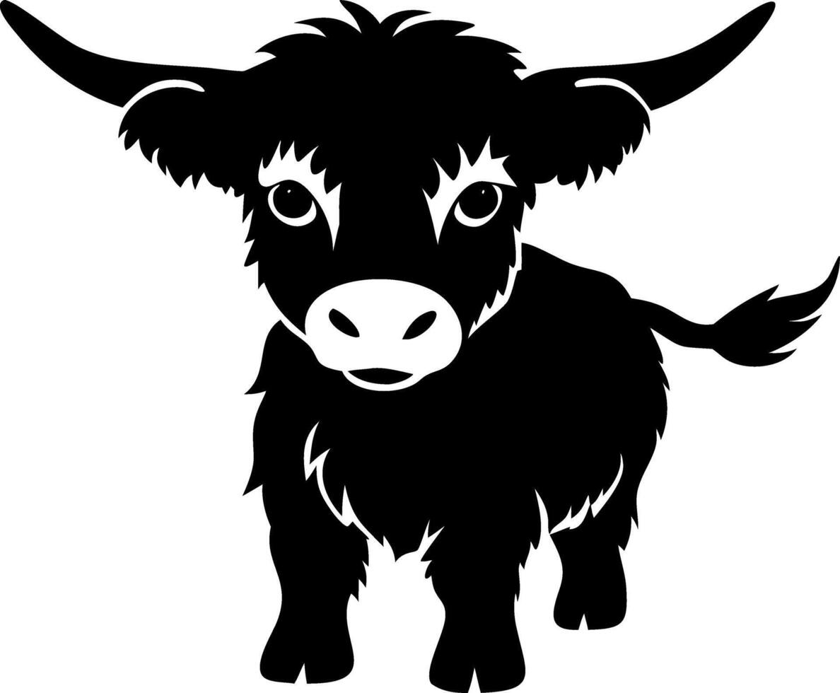 Highland Cow Silhouette Art for Tattoo and Design Projects vector