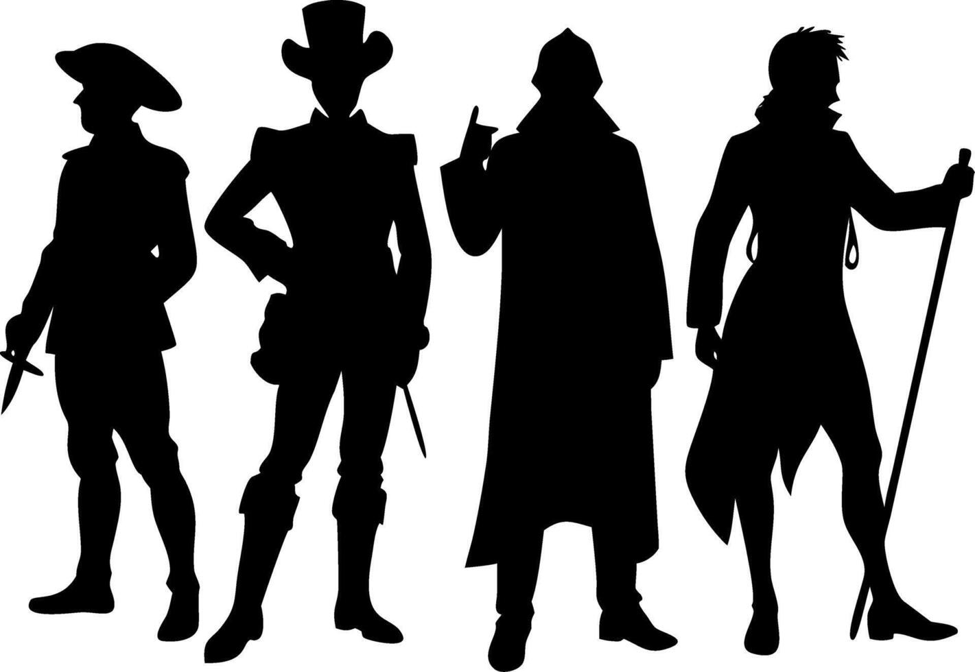 Historical Character Silhouettes Illustration for Art and Design Projects vector