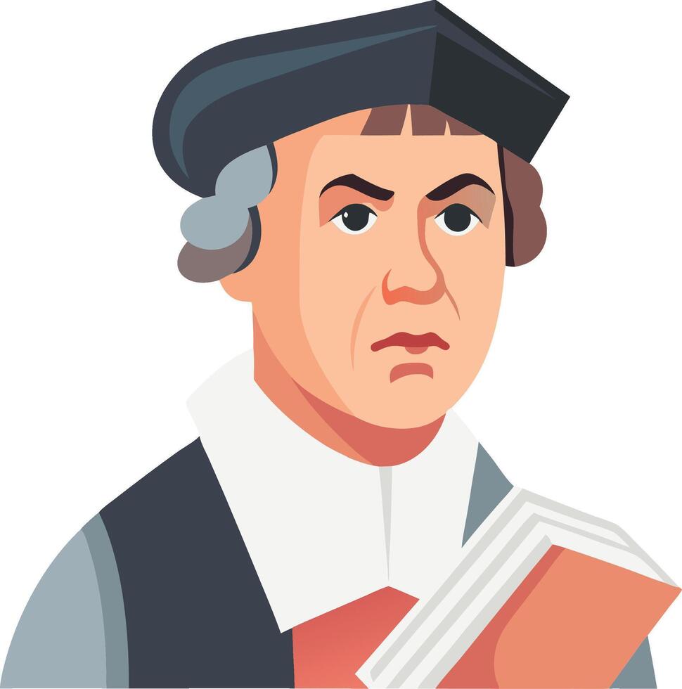 Historical Scholar Portrait Art with Book in Hand for Educational Use vector