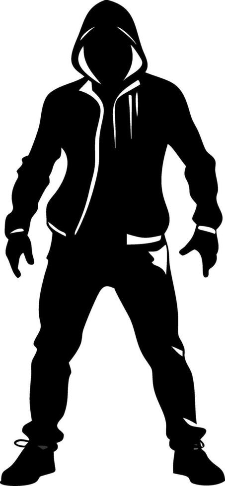 Hooded Figure Silhouette Mysterious Person Illustration for Artwork and Design vector