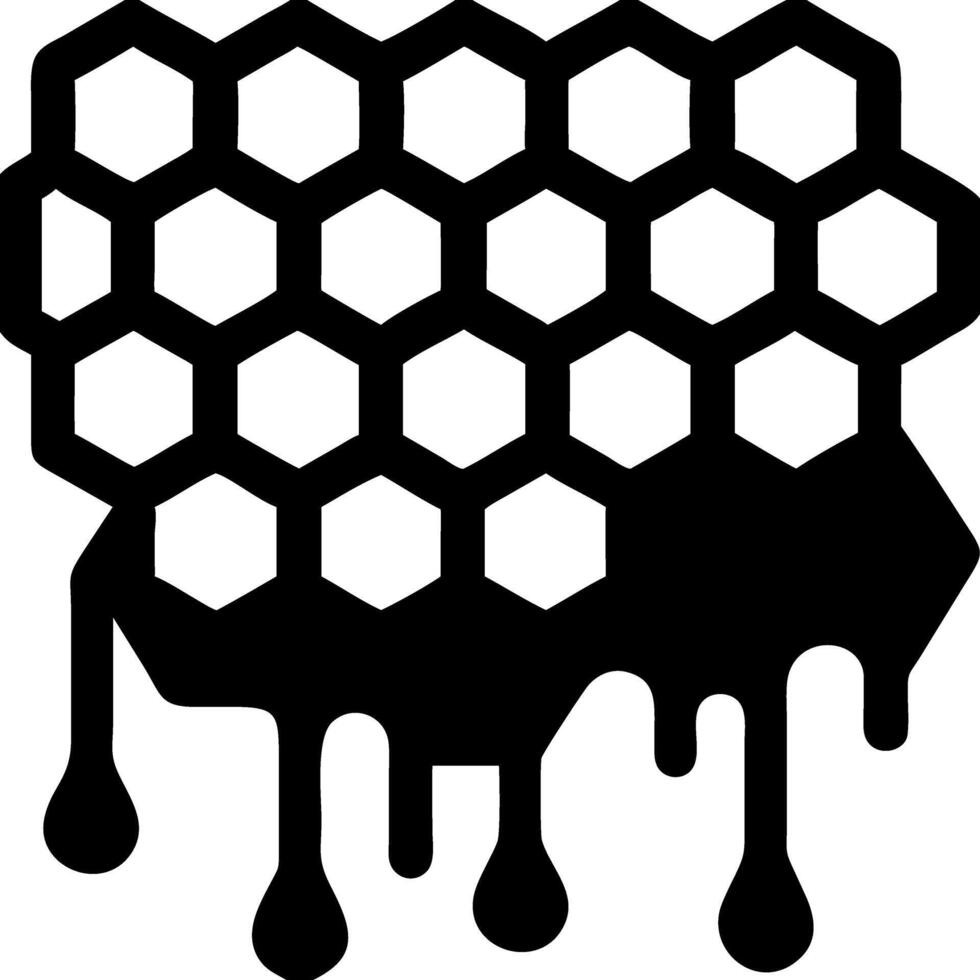 Honeycomb Outline with Dripping Honey for Design and Decoration vector