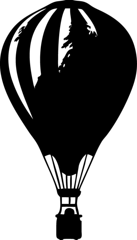 Hot Air Balloon Silhouette with Forest Landscape for Adventure Designs vector