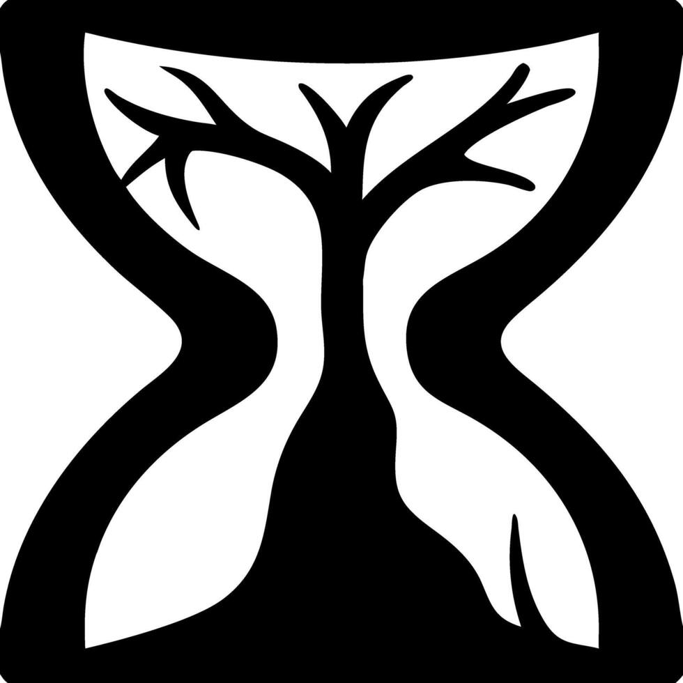 Hourglass Tree Silhouette Symbolizing Time and Nature Unity Art vector