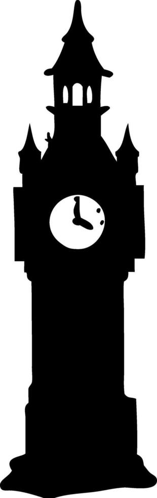 ic Clock Tower Silhouette Illustration for Design Projects vector
