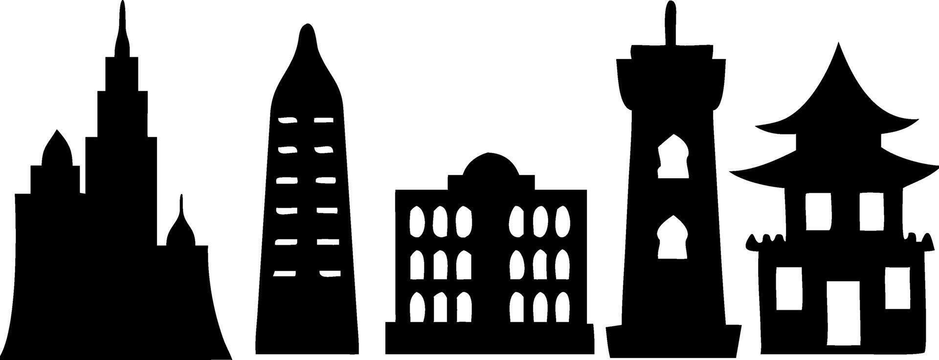 ic International Building Silhouettes for Design and Decoration vector