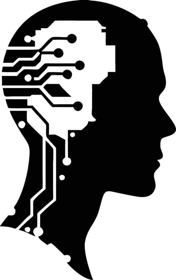 Human Head Circuit Illustration for Technology and AI Design Projects vector