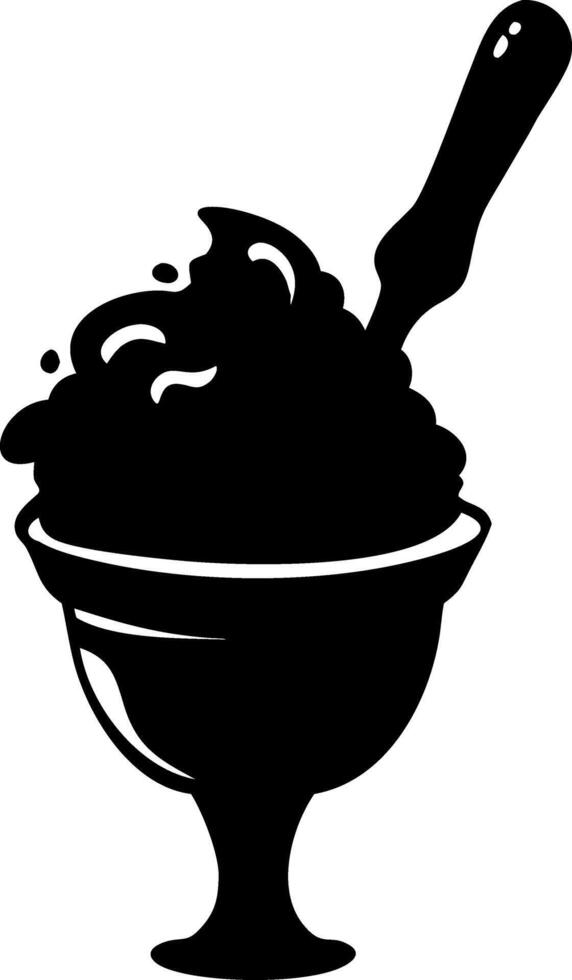 Ice Cream Sundae Silhouette with Spoon for Dessert Illustrations and Designs vector